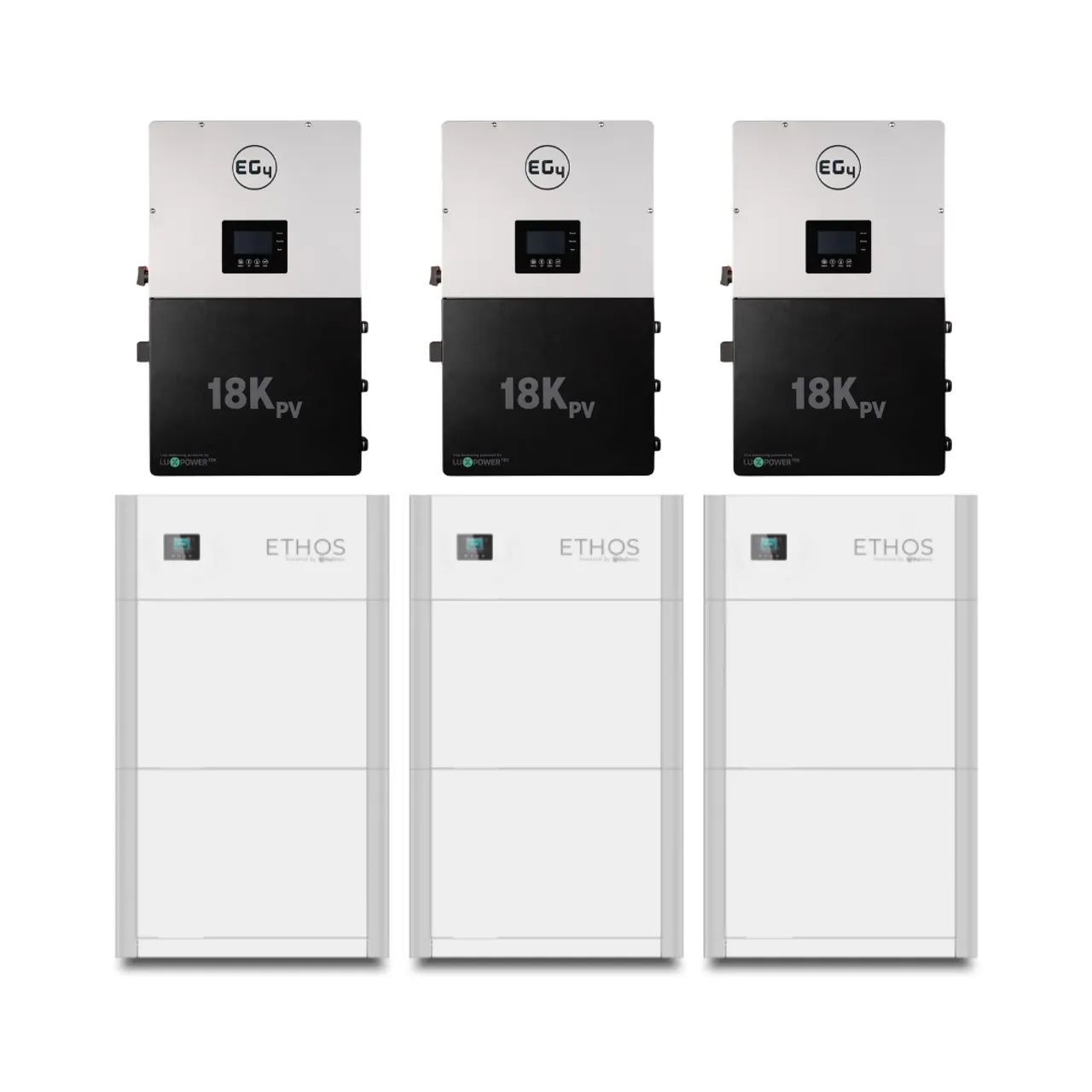 BigBattery | ETHOS Battery EG4-18Kpv Bundle Bundle - Commercial Energy System | 36kW Output Total w/ 30.7kWh to 92.1kWh [BNDL-B0006]